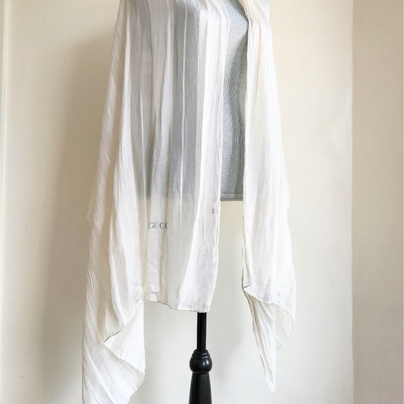Vintage GUCCI Silk Large Scarf Wrap Cream Ivory - Picture 2 of 6